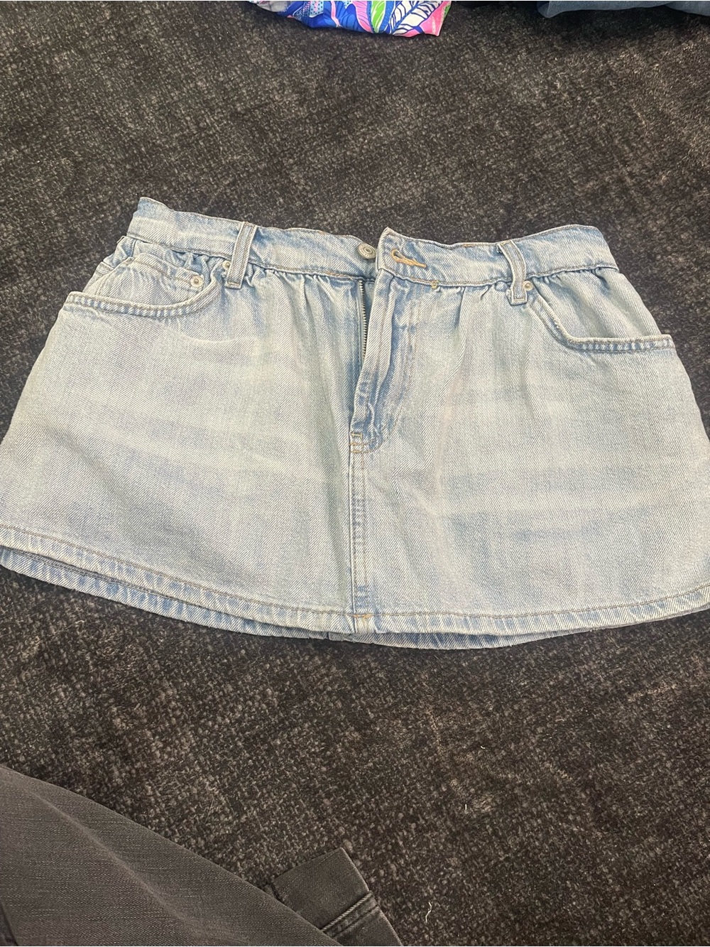 We The Free Light Blue Denim Mini Skirt